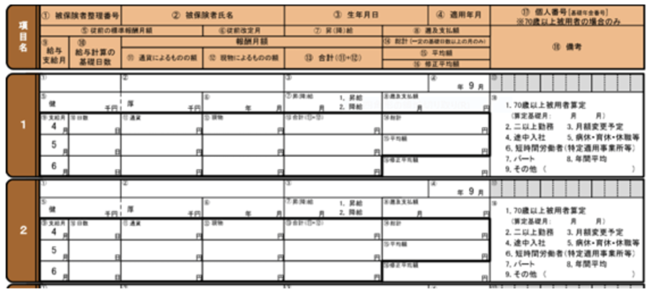 算定基礎届の記入の仕方